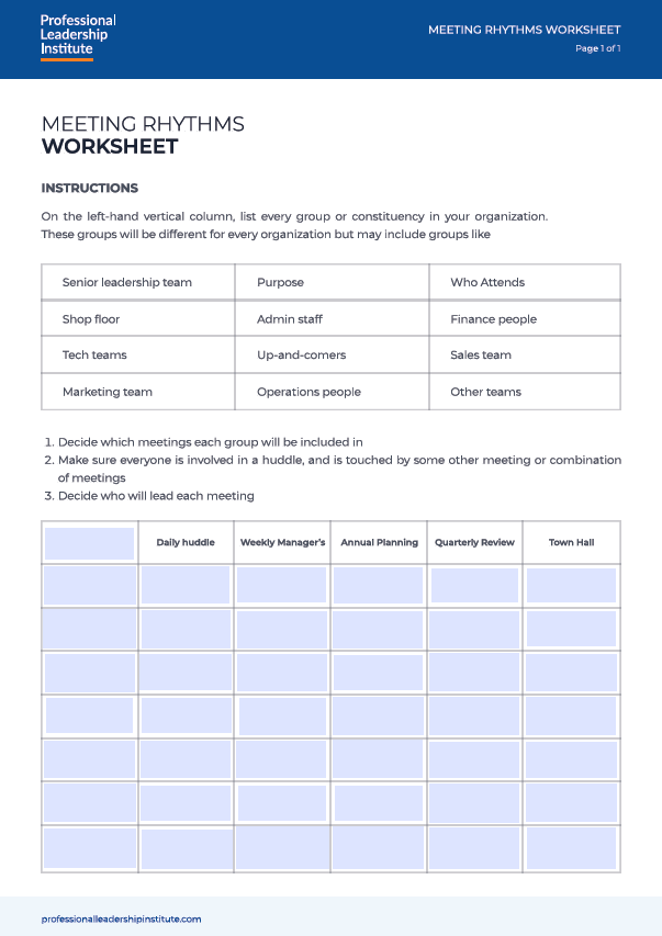 meetings rythms worksheet