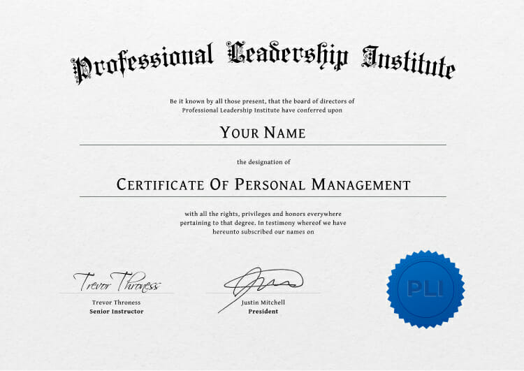 Certificate in Personal Management